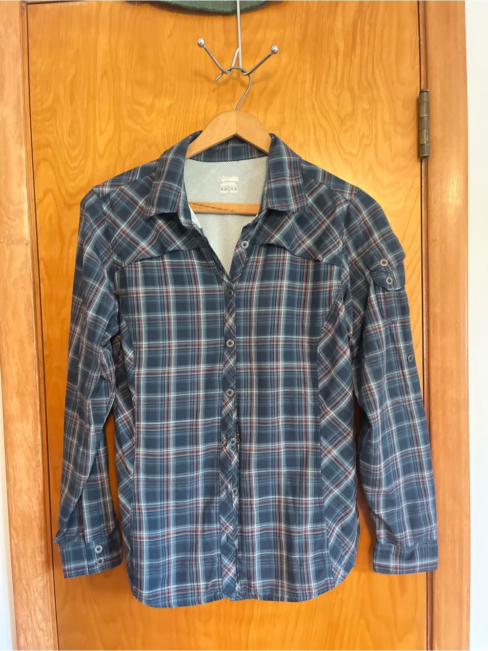 Columbia Omni Shade Button Down Vented Blue Plaid Long Sleeve Women's Medium
